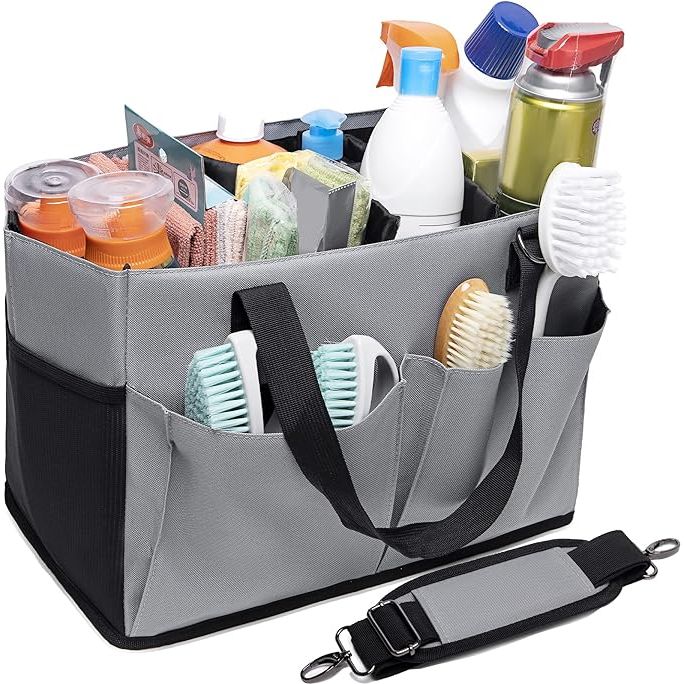 DERABY Cleaning Caddy with Handle and Shoulder Strap Organizer for