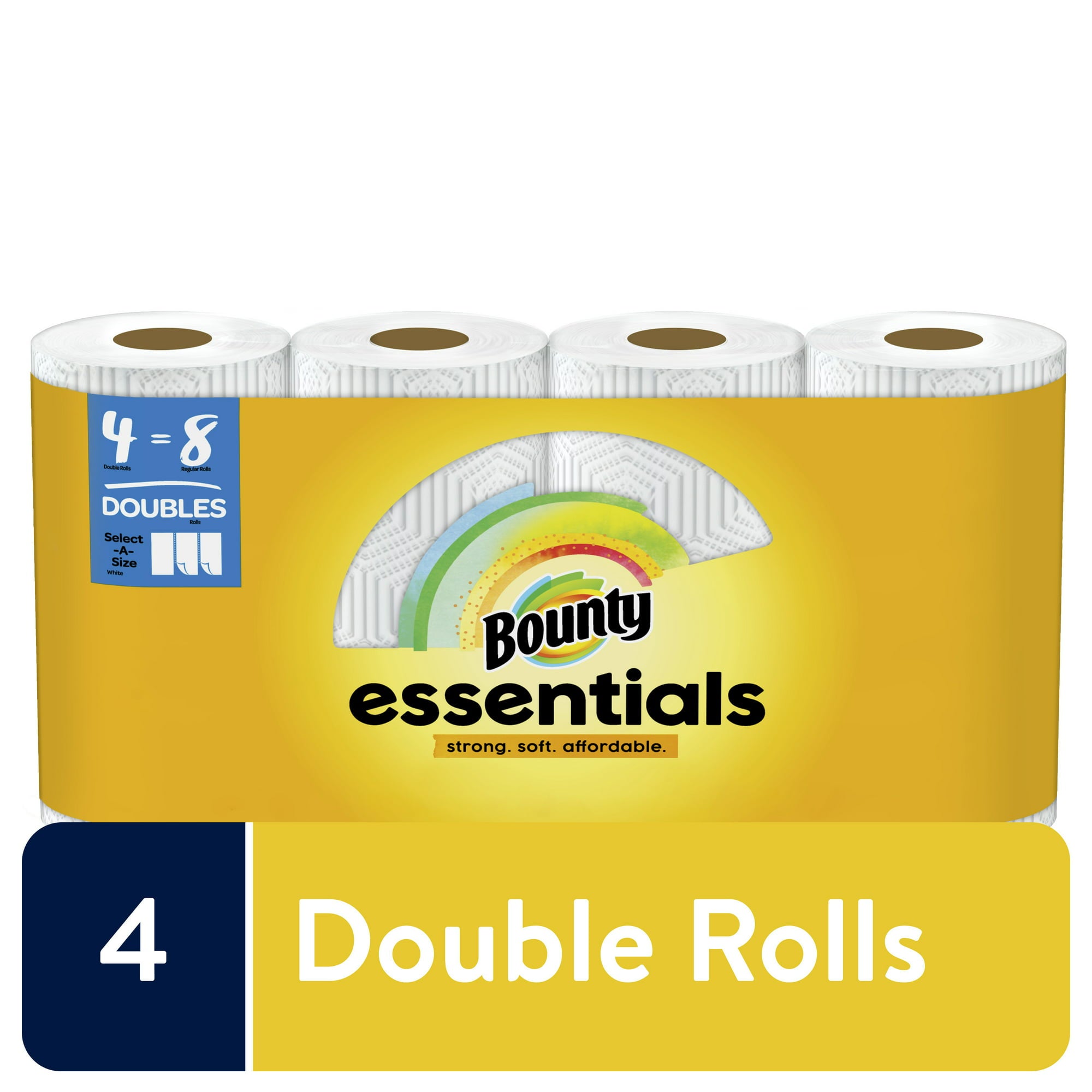 Bounty Essentials Select-A-Size Paper Towels, White, 4 Double Rolls
