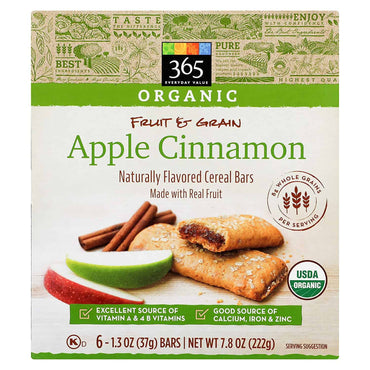 Organic Cereal Bar, Apple Cinnamon, 6 ct