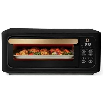 Beautiful 9 Slice Touchscreen Infered Air Fryer Toaster Oven, Black Sesame by Drew Barrymore