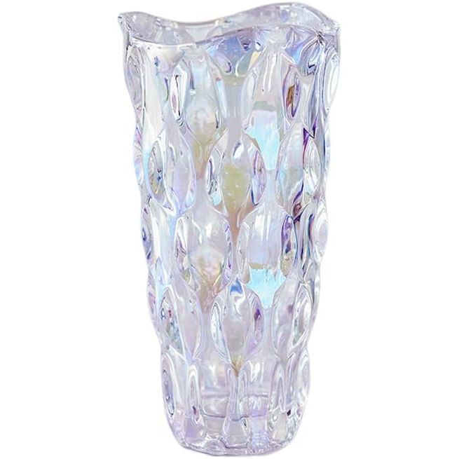 Eastern Rock Heavy Glass Flower Vase Thickened 3.5lb 9.5inch Sparkle vase Bohemian Style, for Centerpieces,Wedding,Gifts, Perfect Home Decor (Sparkle)