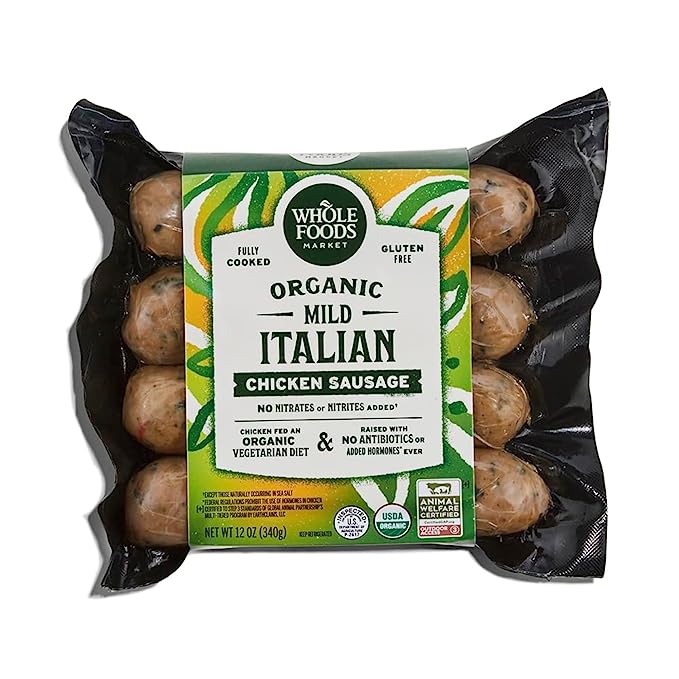 Oasis Fresh 365 By Whole Foods Market, Chicken Sausage Italian Mild Organic Step 3, 12 Ounce