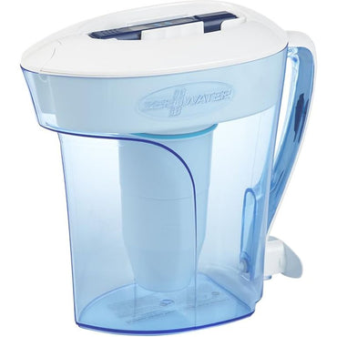 ZeroWater 10-Cup Ready-Pour Water Filter Pitcher - NSF Certified 0 TDS Water Filter to Remove Lead, Heavy Metals, PFOA/PFOS, Improve Tap Water Taste, Blue and White