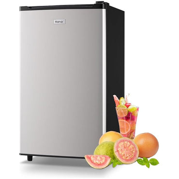 WANAI Fridge with Freezer Single Door Refrigerator with 5 settings Adjustable Thermosta, Energy-Efficient, Low Noise, Silver