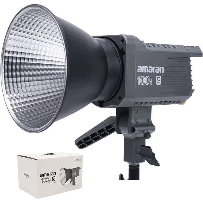 amaran 100dS Studio Light Daylight LED Video Light,amaran 100d upgrage Bluetooth App Control 8 Pre-Programmed Lighting Effects DC/AC Power Supply Photography Shooting Light (amaran 100dS)