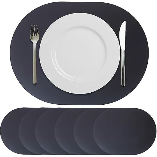 BHNV Silicone Placemats for Dining Table Set of 6 | 17
