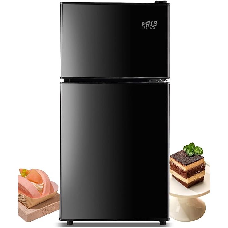 3.5cu.ft Compact Refrigerator Mini Fridge with Freezer, Krib Bling Small  Refrigerator with 2 Door