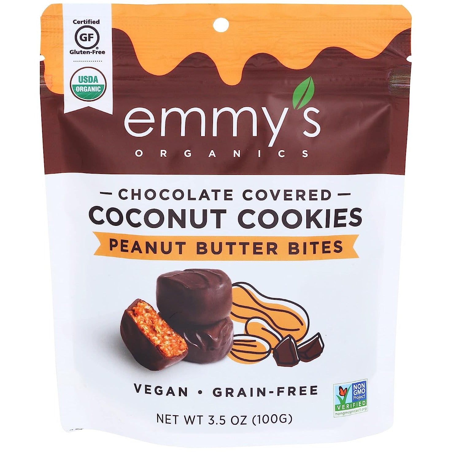 EMMYS Chocolate Covered Coconut Cookie Bite Peanut Butter, 3.5 OZ