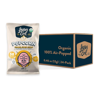 LesserEvil Himalayan Gold Salt Organic Popcorn, Premium Quality, Minimally Processed, No Vegetable Oil, 0.46 Oz, Pack of 24