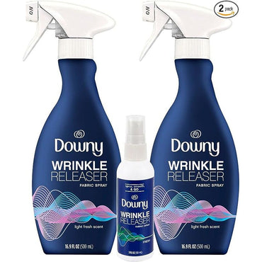 Downy Wrinkle Releaser 16.9 fl oz (2) With Travel Size Spray 3oz Scent: Light Fresh Scent