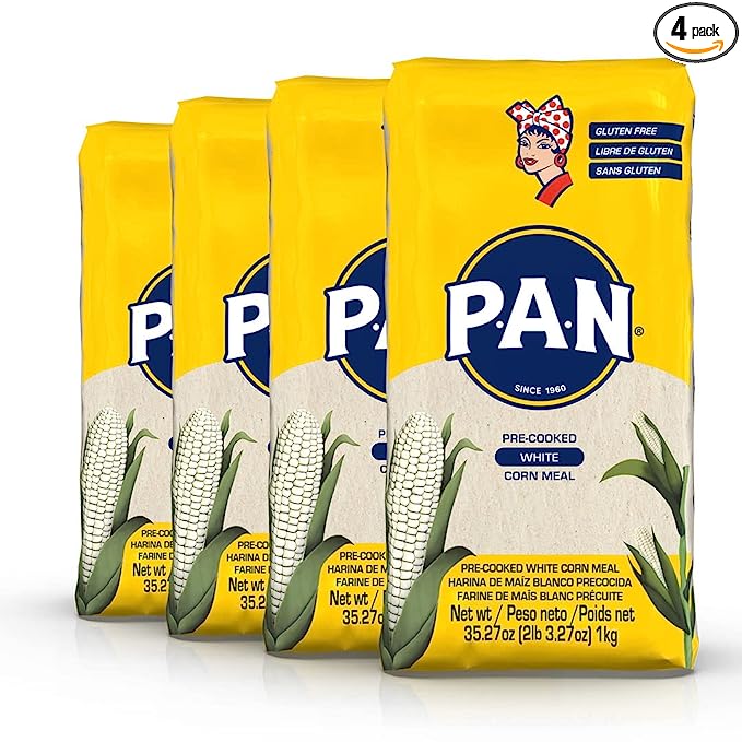 P.A.N. White Corn Meal – Pre-cooked Gluten Free and Kosher Flour for Arepas (2.2 lb / Pack of 4)
