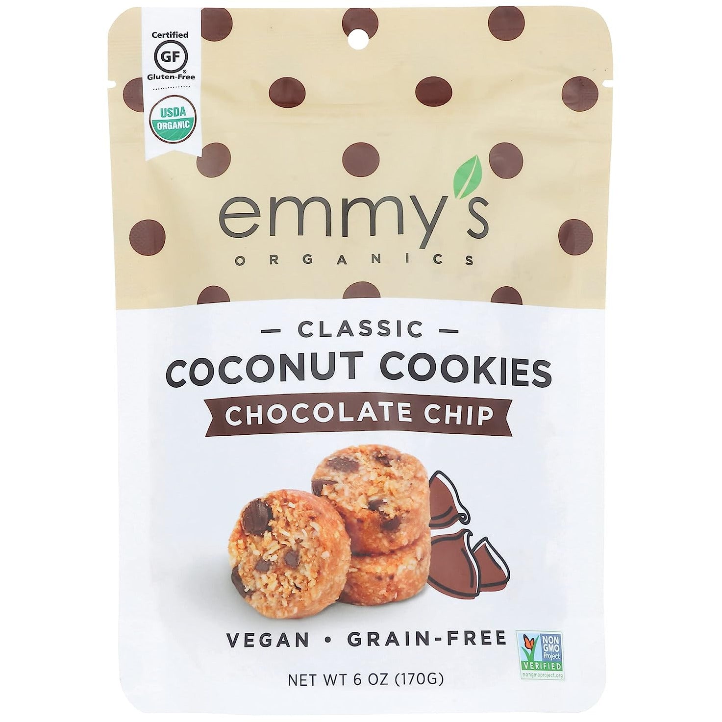 Emmy's Organics Organic Chocolate Chip Coconut Cookies, 6 oz