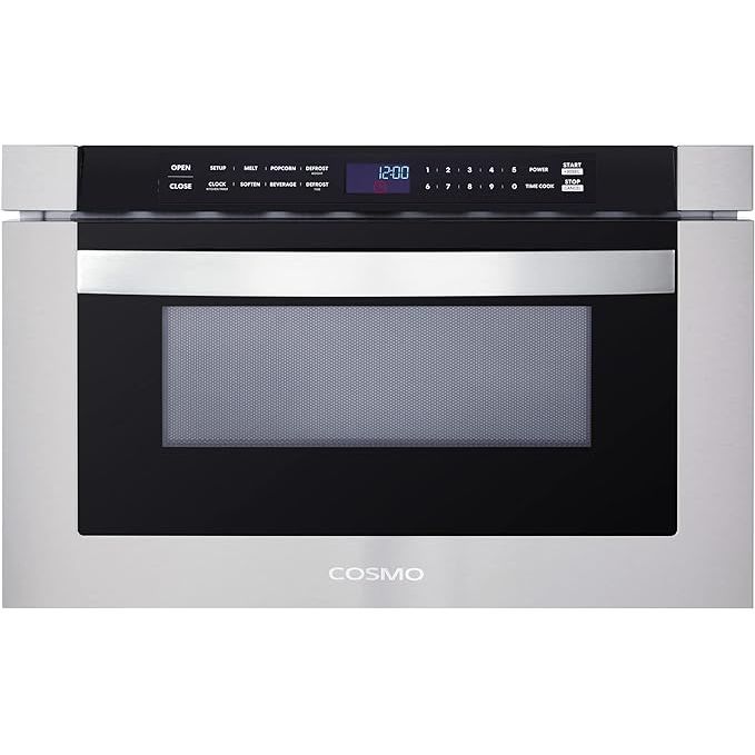 COSMO COS-12MWDSS 24 in. Built-in Microwave Drawer with Automatic Presets, Touch Controls, Defrosting Rack and 1.2 cu. ft. Capacity in Stainless Steel - with Handle - Drawer