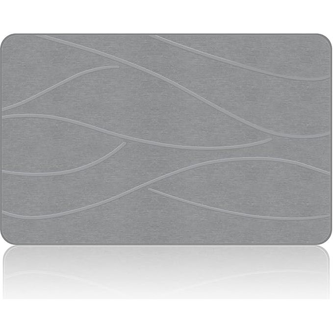 Veeloim Stone Bath Mat Diatomaceous Earth Bath Mat Non-Slip Super Absorbent Stone Bath Mats for Bathroom Quick Drying Diatomite Stone Shower Mat Large Natural Easy to Clean(23.6×15.4" Grey)