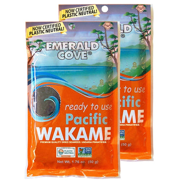 Emerald Cove Pacific Wakame, Dried Seaweed for Miso Soup, Seaweed Salad, Topping, Low-calorie, Nutrient Rich Cut and Dried Wakame Flakes, Naturally Gluten-Free, Non-GMO, 1.76 oz (2 pack)
