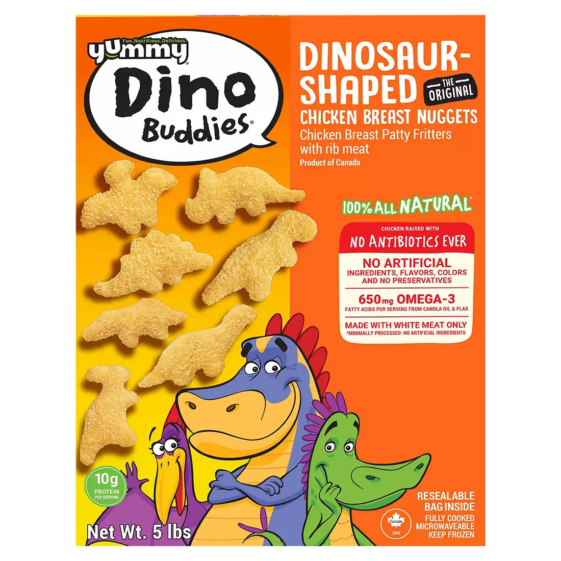 Yummy Dino Buddies All Natural Chicken Breast Nuggets, 5 lbs.