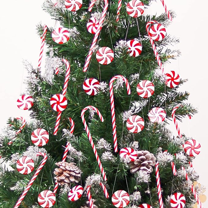 6 Pieces Christmas Candy Ornaments Lollipop Ornament Candy Cane Hanging  Decor Peppermint Christmas Tree Decoration Fake Candy Cane 