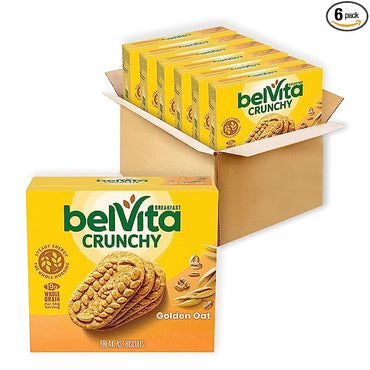 belVita Golden Oat Breakfast Biscuits, 30 Total Packs, 6 Boxes (4 Biscuits Per Pack)