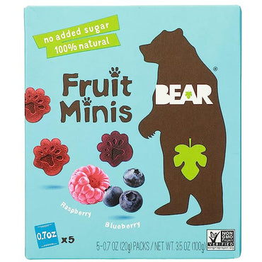 Bear Raspberry Blueberry Fruit Snack Minis, 3.5 OZ