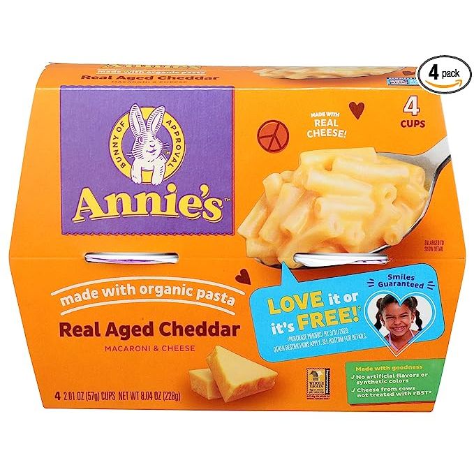 Oasis Fresh Annie'S Homegrown, Mac Cheese Real Aged Cheddar 4 Pack, 8.04 Ounce