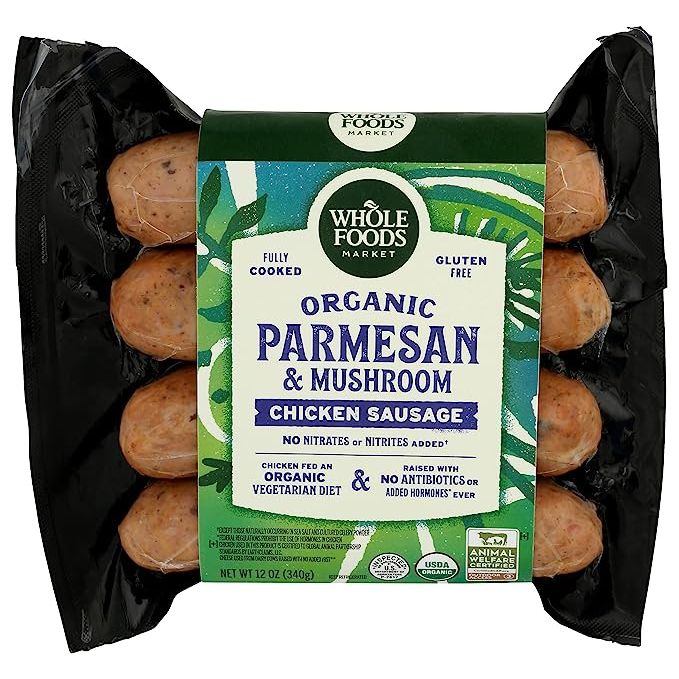 Oasis Fresh 365 By Whole Foods Market, Chicken Sausage Mushroom Parmesan Organic Step 3, 12 Ounce