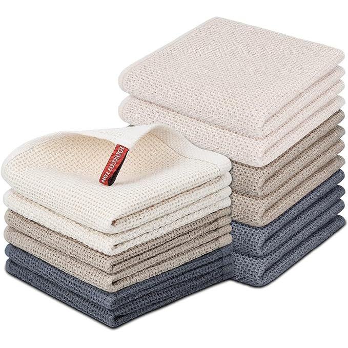 Nialnant 12 Pack Large & Small Size Kitchen Towels Dish Cloths Dish Rags Kitchen Tea Towels Hand Towels