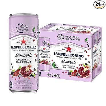 Sanpellegrino Momenti Pomegranate Blackcurrant Flavored Sparkling Drink, 24 Pack of 11.15 Fl Oz Cans