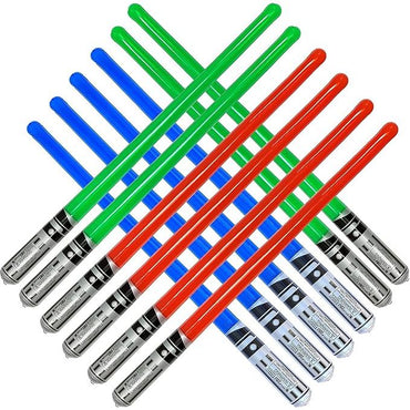 Inflatable Army 12 Inflatable Light Saber Sword Toys - 4 Green, 4 Red 4 Blue Lightsabers - Party Favor, Halloween Costume, Treats, Christmas Stocking Stuffer, Pool, Yoda, Sith, Jedi