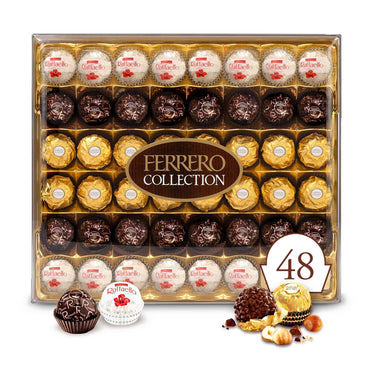 Ferrero Collection, 48 Count, Premium Gourmet Assorted Hazelnut Milk Chocolate, Dark Chocolate And Coconut Chocolates, Luxury Chocolate Holiday Gift Box, 18.2 Oz