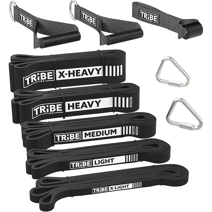 Long Resistance Bands for Working Out Men and Women - Set of 5 Pull-Up Bands, Rubber Handles and Door Anchor - Workout Bands Resistance for Men - Exercise Bands Resistance Bands Set