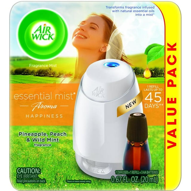 Air Wick Essential Mist Starter Kit (Diffuser + Refill), Happiness, Essential Oils Diffuser, Air Freshener, Aromatherapy