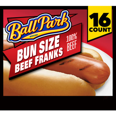 Ball Park Bun Length Beef Hot Dogs, 30 oz, 16 Count