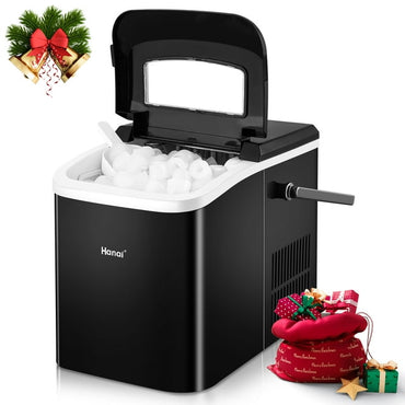 Countertop Ice Makers,26.5lbs in 24Hrs, 9 Cubes Ready in 8 Mins, Self-Cleaning Portable Ice Machine with Ice Scoop and Basket, 2 Sizes of Bullet Ice for Home Kitchen Office Bar Party,
