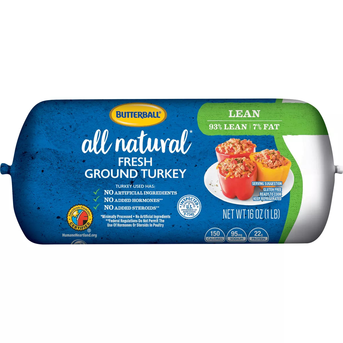 Butterball All Natural Fresh 93/7 Ground Turkey Roll - 1lb