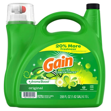 Gain Ultra Concentrated + Aroma Boost Detergent Original (208 Fl Oz 159 Loads)