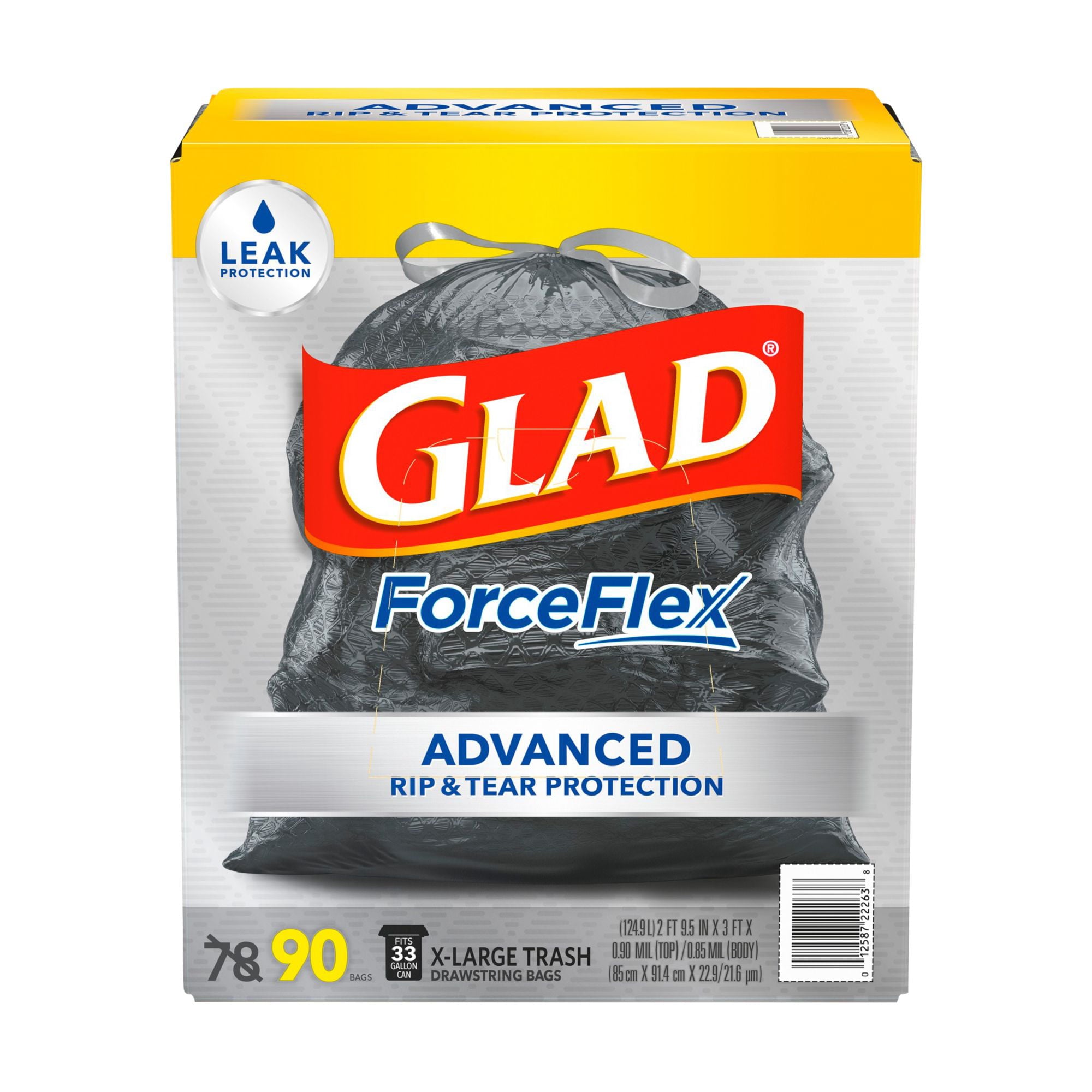 Glad Protection Series ForceFlex Plus Drawstring Lemon Fresh Bleach Odor  Shield with Clorox 13 Gallon 90ct