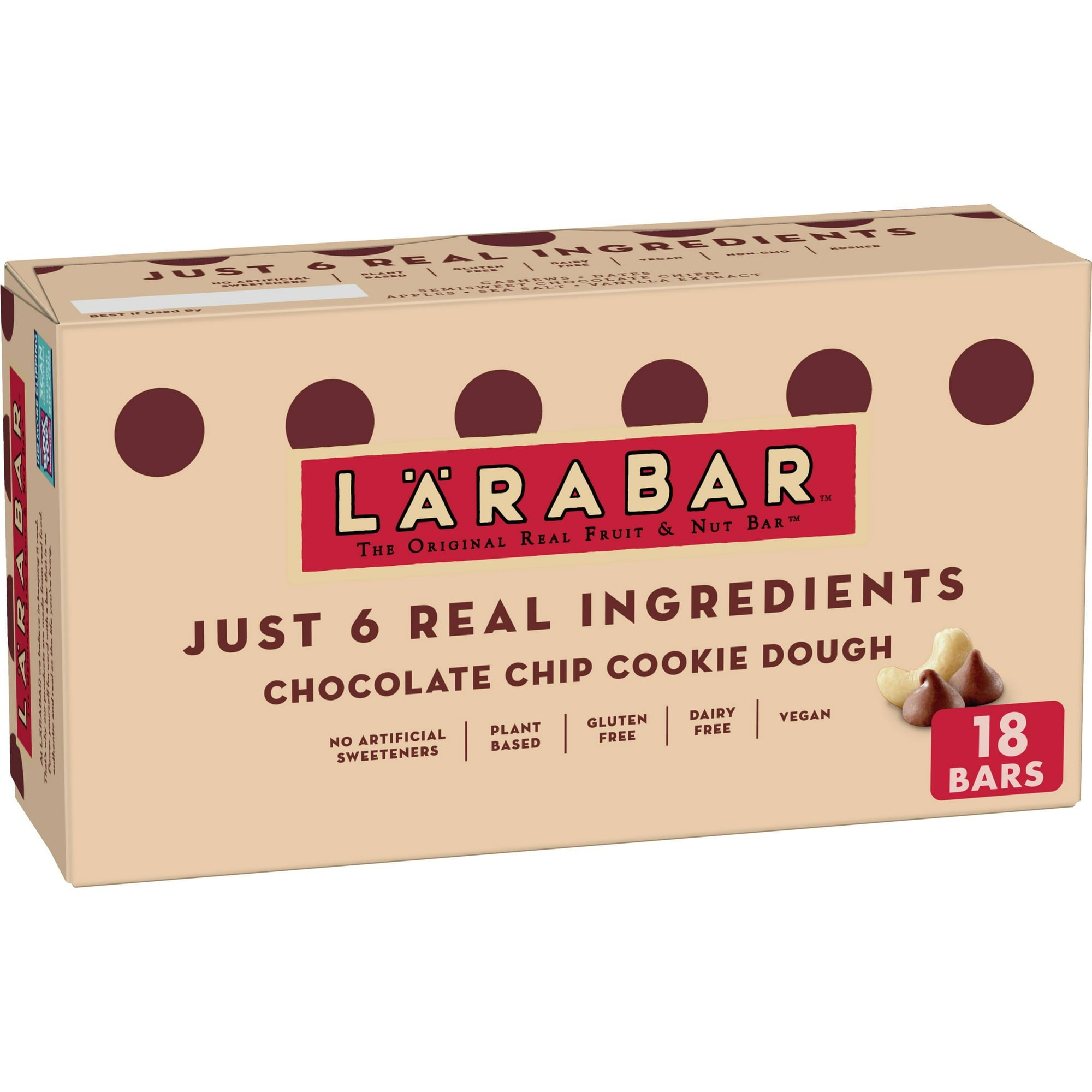 Larabar Chocolate Chip Cookie Dough, Gluten Free Fruit & Nut Bar, 18 Ct