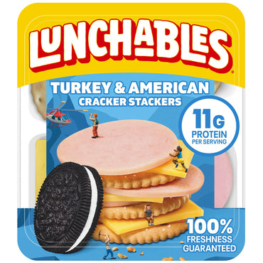 Lunchables Turkey & American Cheese Cracker Stackers Kids Lunch Snack, 3.2 oz Tray