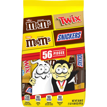 Mars Mixed M&M's, Snickers & Twix Milk Chocolate Halloween Candy - 56 Ct Bulk Bag