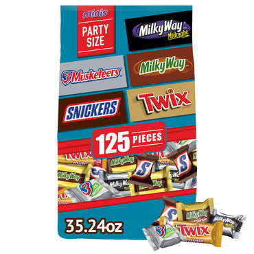 Mars Mixed Snickers, Twix, Milky Way, 3 Musketeers Assorted Milk Chocolate Candy Bars - 125 Ct