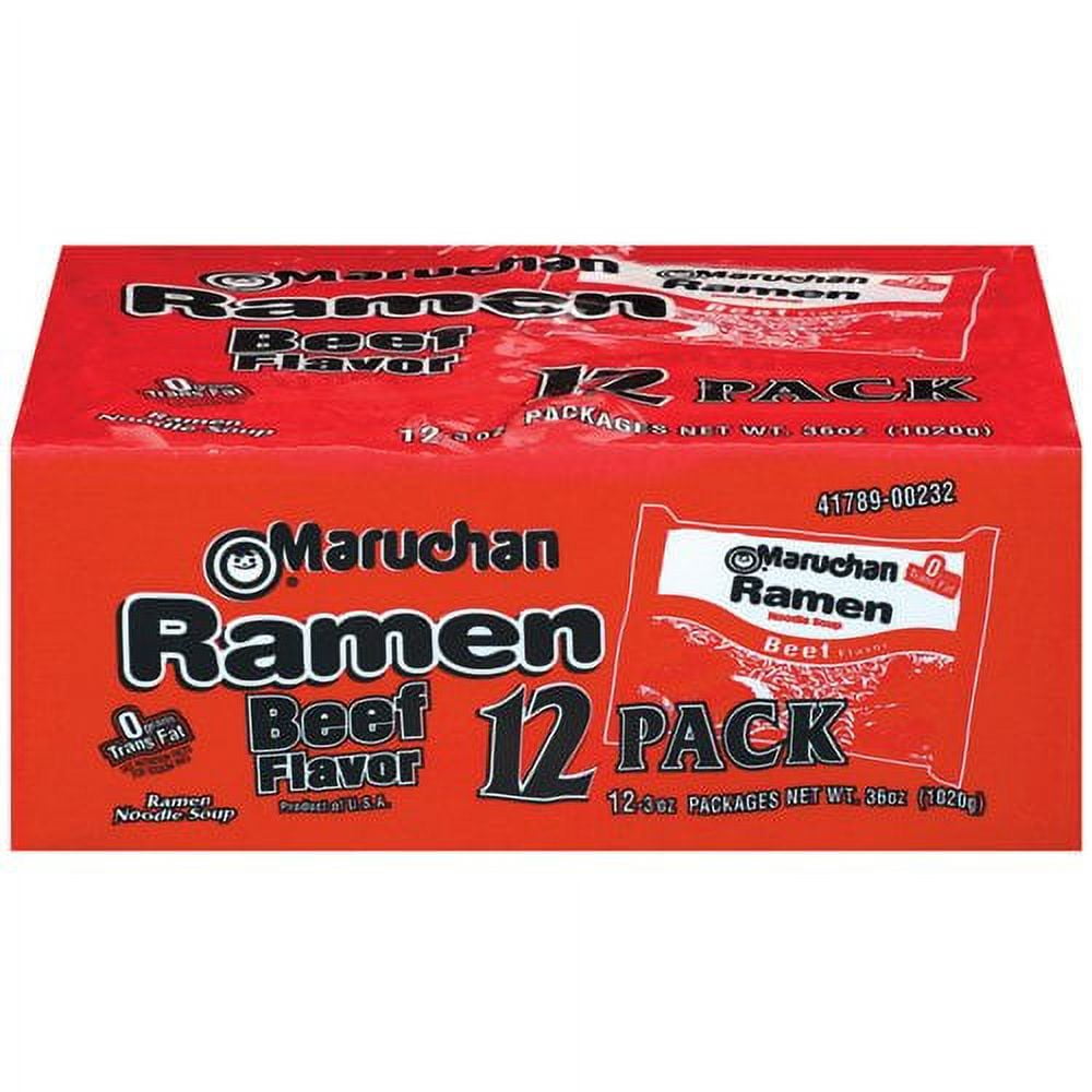 Maruchan Ramen Noodle Beef Flavor Soup, 3 Oz, 12 Count