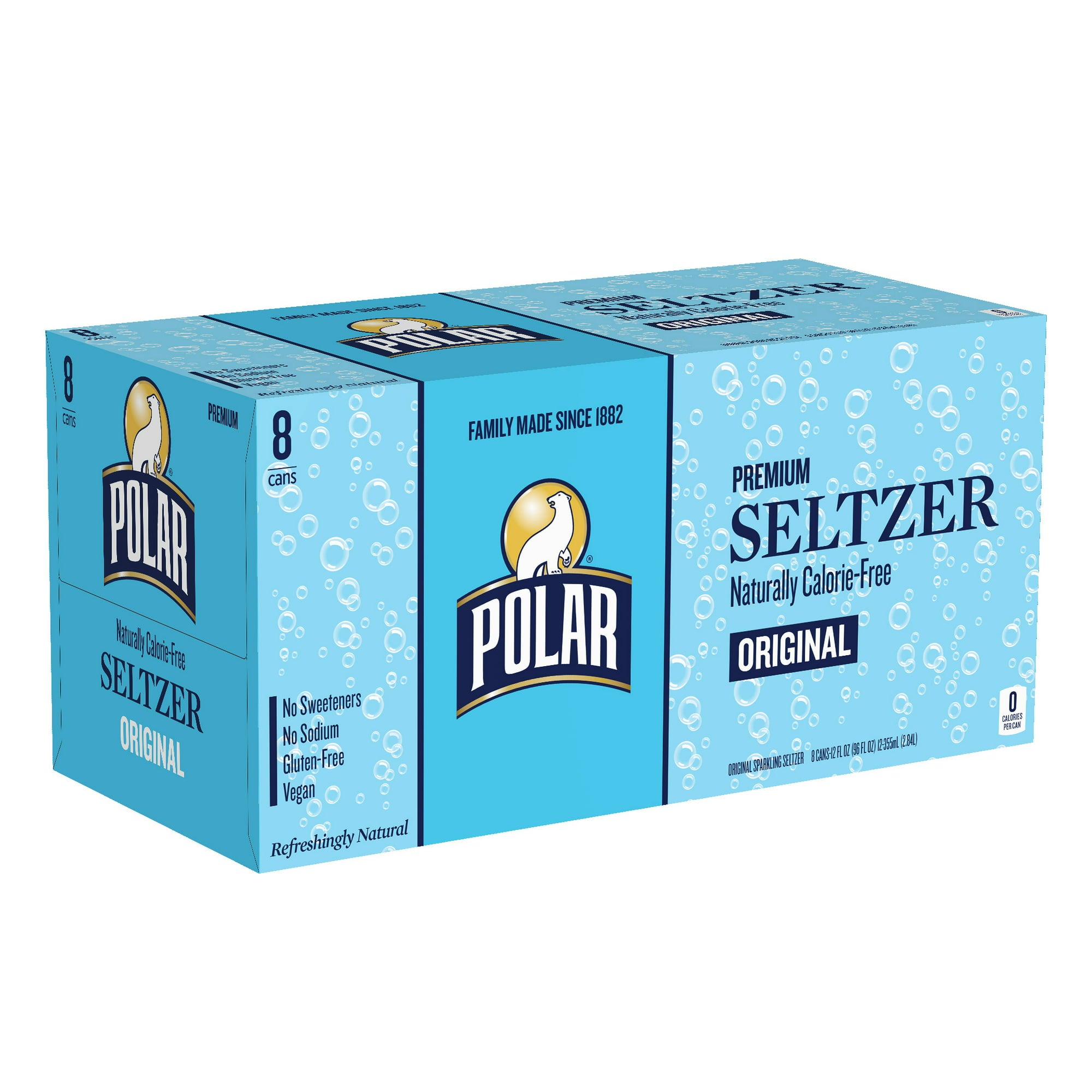 Polar Zero Calorie Original Sparkling Seltzer Water, 12 fl oz, 8 Pack Cans