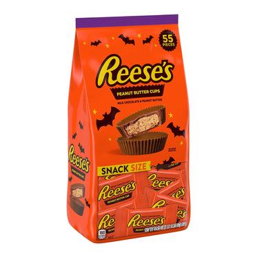 Reese's Milk Chocolate Peanut Butter Cups Snack Size Halloween Candy, Bag 30.25 oz, 55 Pieces
