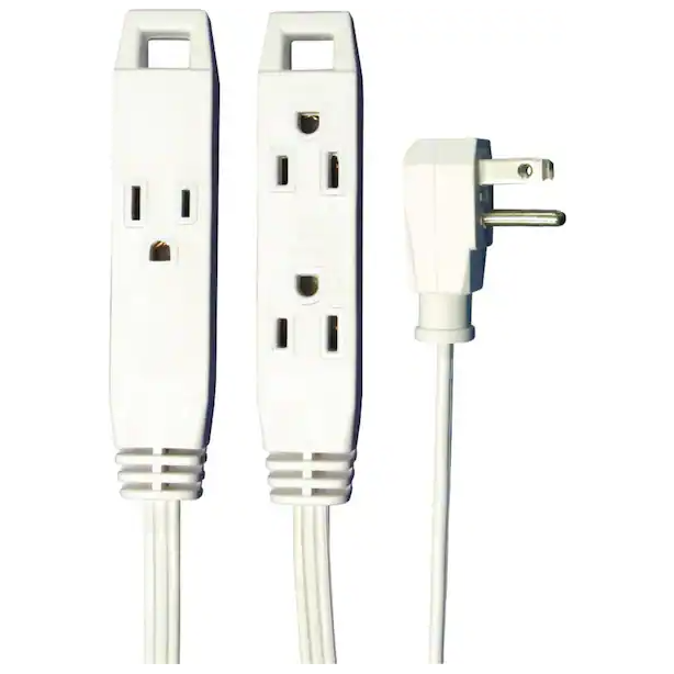 8 ft. 3-Outlet, 16-Wire Gauge, 3-Conductors Wall-Hugger Indoor Grounded Extension Cord, White (24-Pack)