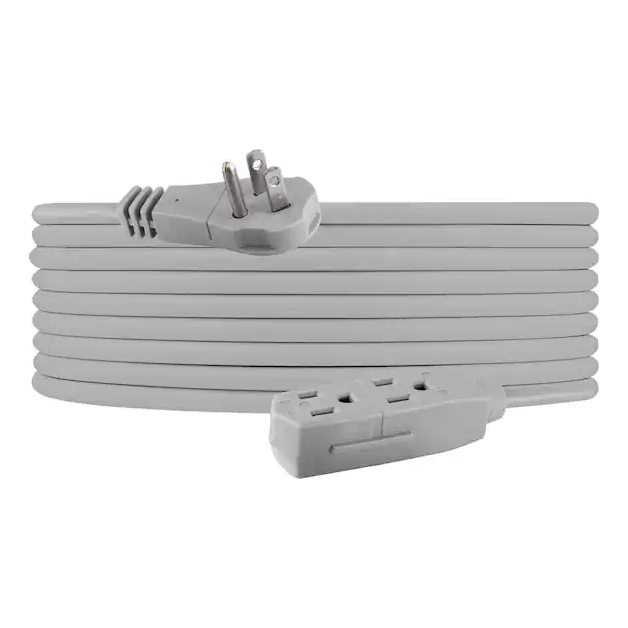 25 ft. 16/3 3-Outlet Office Extension Cord with Low-Profile Flat Plug, Gray