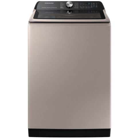 Samsung - 5.2 Cu. Ft. High-Efficiency Smart Top Load Washer with Super Speed Wash - Champagne