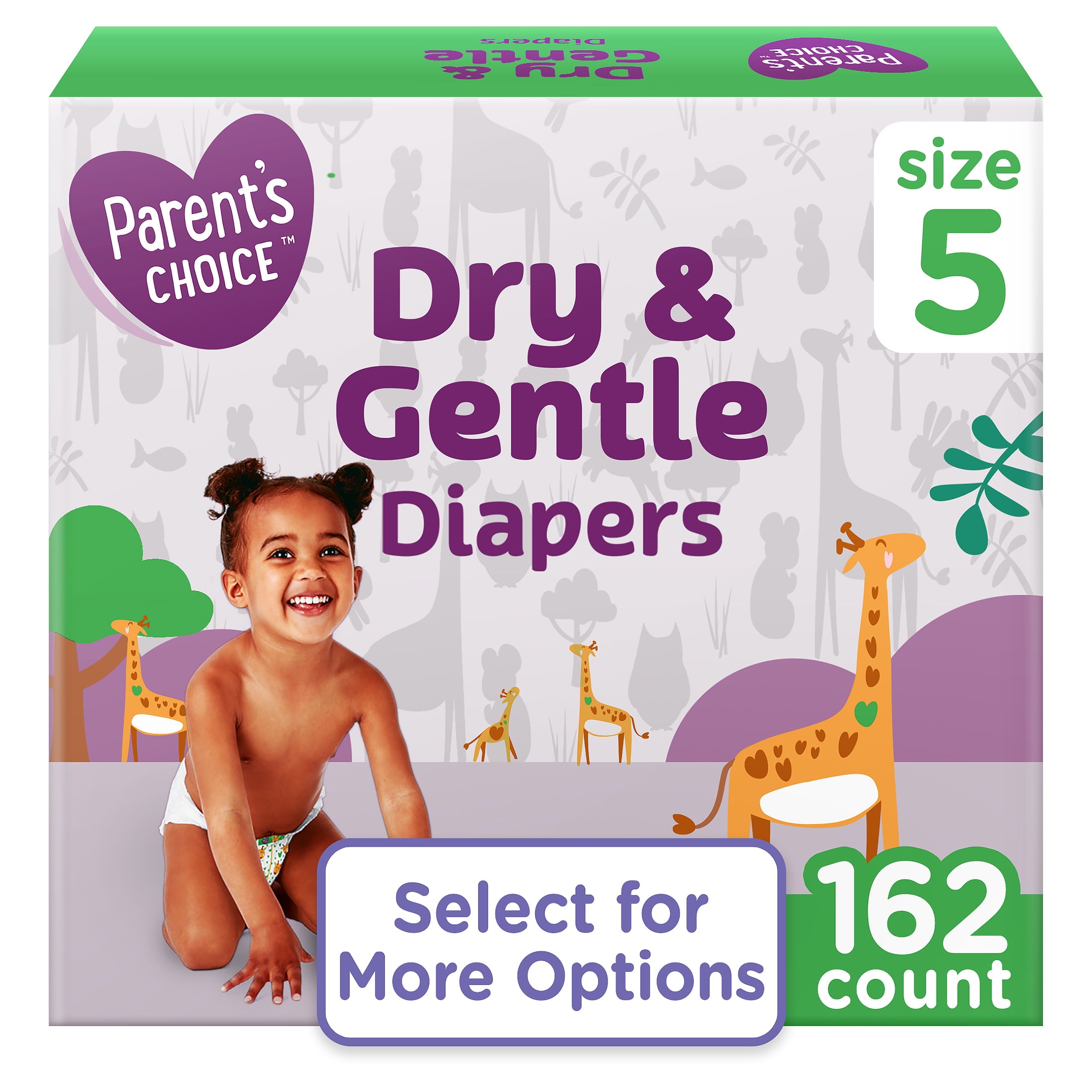 Parent's Choice Dry & Gentle Diapers Size 5, 162 Count