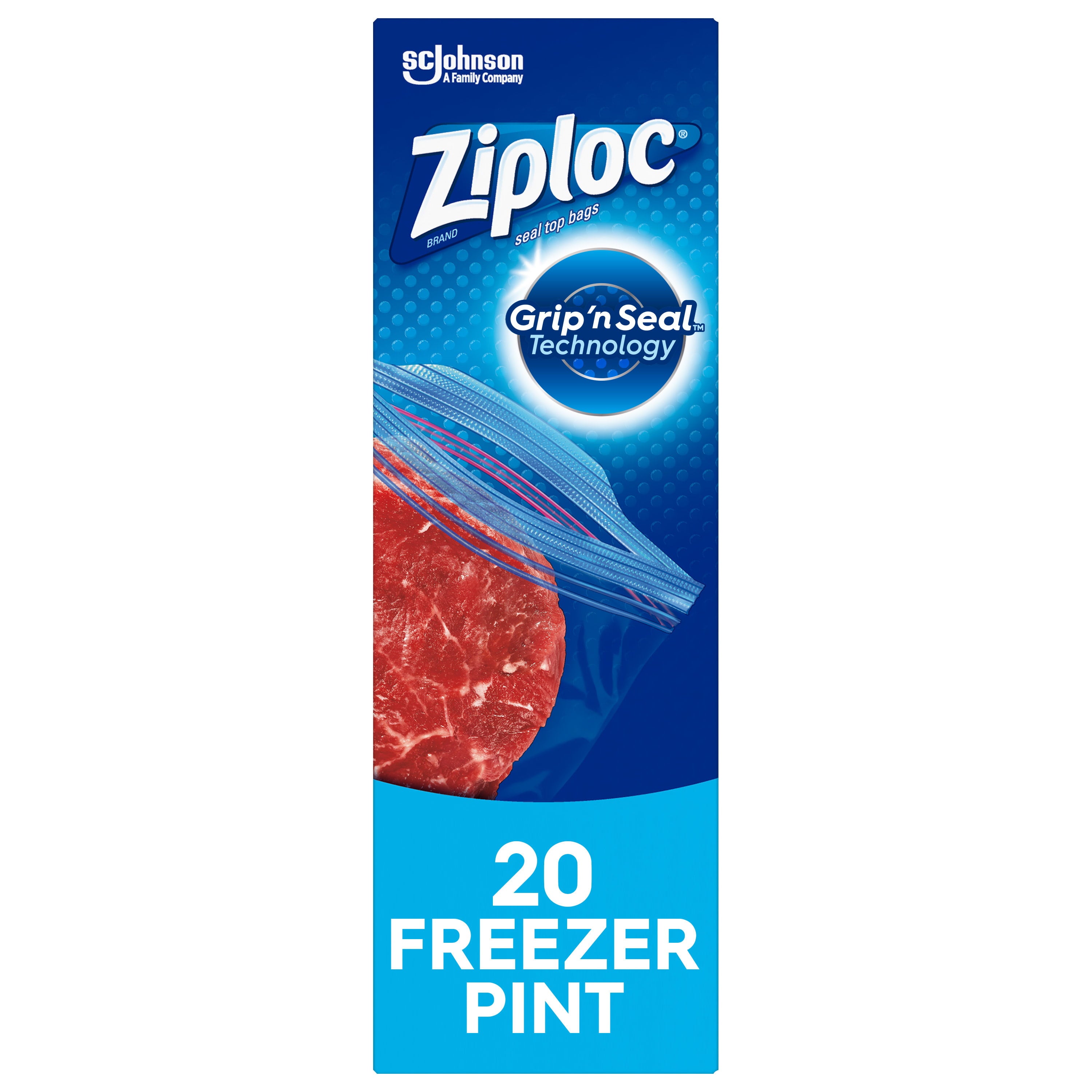 Ziploc Freezer Bags, Pint Size - 20 ct - 2 pk