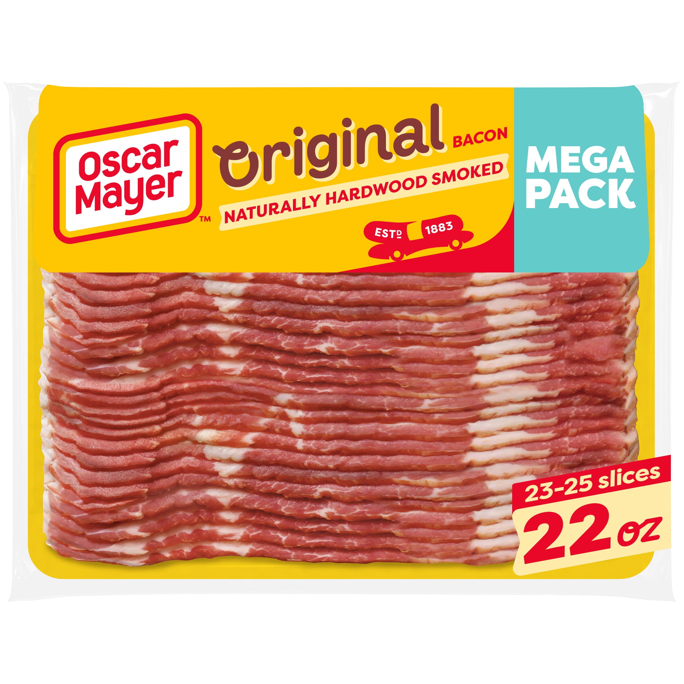 Oscar Mayer Original Bacon Naturally Hardwood Smoked Mega Pack, 22 oz Pack