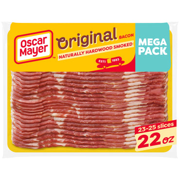 Oscar Mayer Original Bacon Naturally Hardwood Smoked Mega Pack, 22 oz Pack